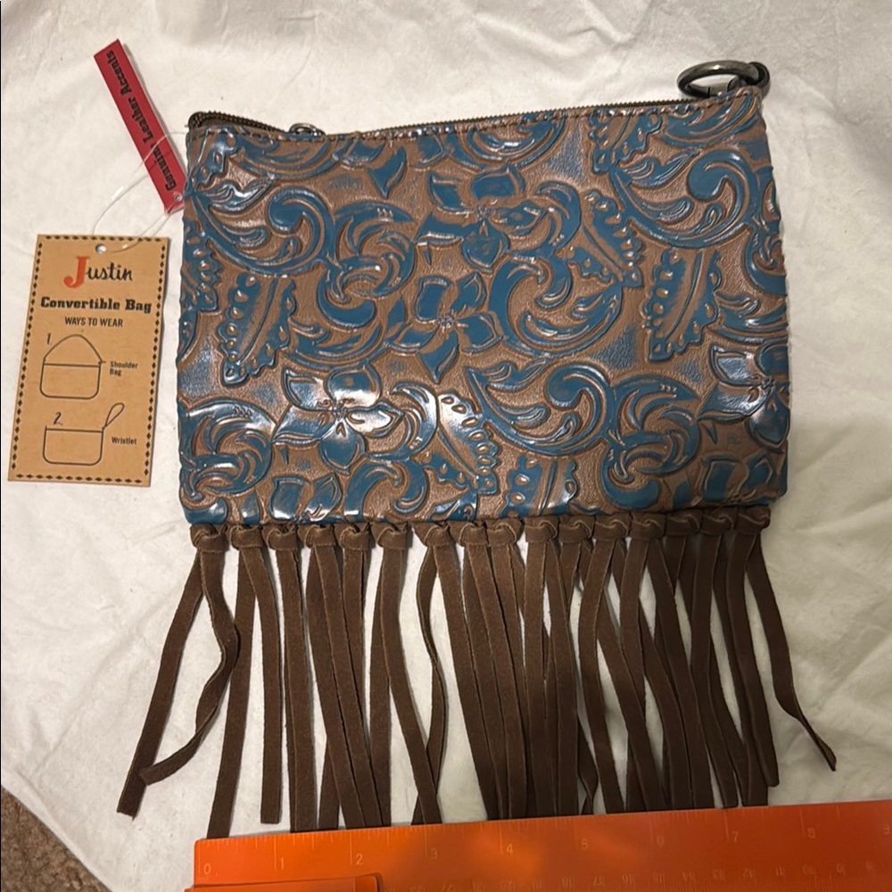 Justin Boots Convertible Bag - Blue and Brown